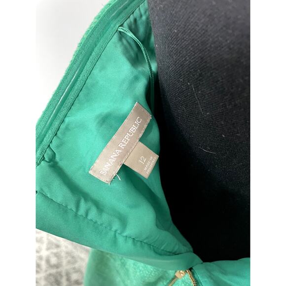 Banana Republic Tweed Strapless Lined Mini Dress Emerald Green Women's Size 12 - Picture 5 of 11